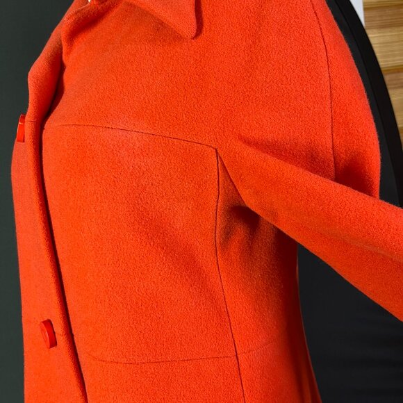 Vintage Robinson's Made in England Wool Coat Orange-Red *Flaws - Picture 11 of 15